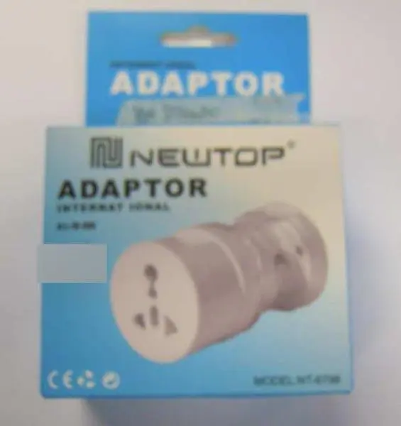 Photo from the official notice: Newtop Adaptor travel plug adaptor — electric shock risk