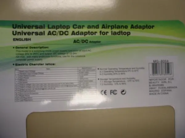 Foto aus der offiziellen Meldung: MAXGOOD Universal Laptop Car and Airplane Adaptor Adapter für Laptops — Risiko: Verbrennungen & Elektrischer Schlag