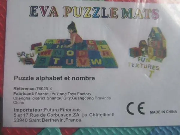Photo de l’avis officiel: EVA PUZZLE MATS Tapis de puzzle — risque: Étouffement (A12/0628/17)