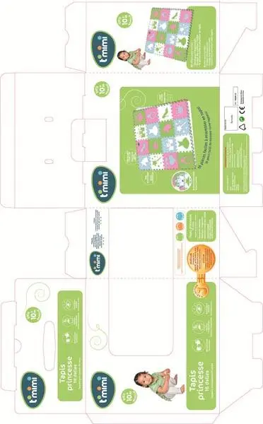 Photo from the official notice: t'mimi Tapis princesse 16 dalles ('Princess mat with 16 pieces') puzzle mat — choking risk