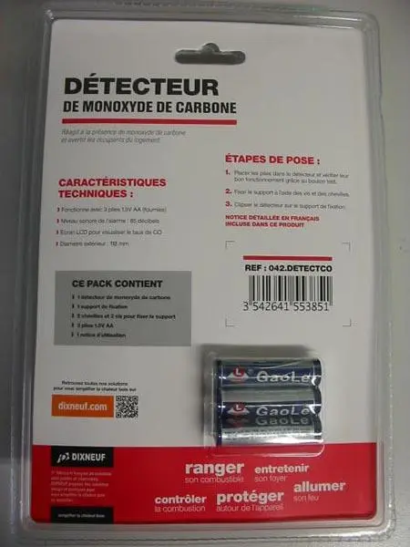 Photo de l’avis officiel: DIXNEUF Détecteur de monoxyde de carbone — risque: Asphyxie