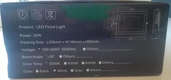 Foto do aviso oficial: inLED LED Flood Light Projetor LED — risco: Choque elétrico