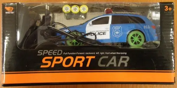 Photo from the official notice: MEIQI SPEED SPORT CAR toy car with battery charger — electric shock risk