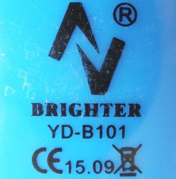 Photo from the official notice: Brighter TRWALA / Latarka Akumulatorowa z diodą LED rechargeable torch — electric shock & fire risk