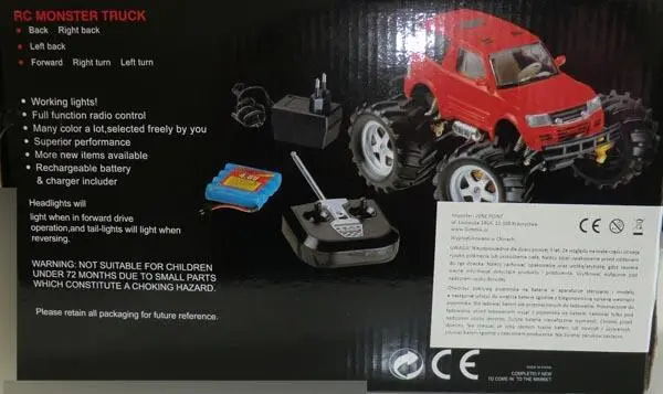 Photo from the official notice: Hua Dong RC Monster Truck - Cross-Vehicle MAD remote-controlled toy car — chemical risk