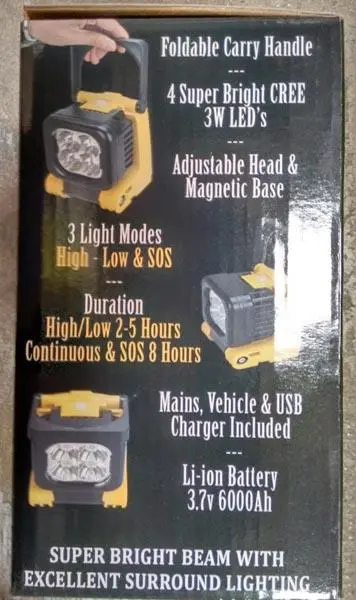 Foto uit de officiële melding: Clulite Portable LED Floodlight Torch or Signal Light Mini oplaadbare schijnwerper — risico: Elektrische schok