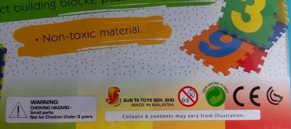 Foto aus der offiziellen Meldung: Sun Ta Toys Puzzle Mat Schaumpuzzlematte — Risiko: Ersticken (A12/0811/17)