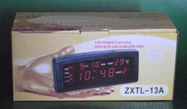 Foto do aviso oficial: LED Digital Calendar / DIGITÁLIS LED KIJELZŐS Relógio digital e calendário — risco: Choque elétrico