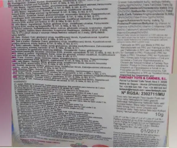 Photo from the official notice: Fantasy Toys &amp; Candies plastic toy with sweets — chemical risk