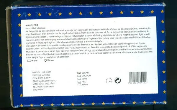Foto do aviso oficial: Royal MINIFÜZÉR Corrente de iluminação — risco: Choque elétrico & Incêndio