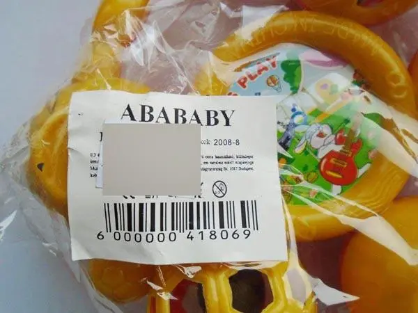 Foto do aviso oficial: Abababy PLAY THE SONG / LET´S PLAY Brinquedo de chocalho — risco: Engasgamento