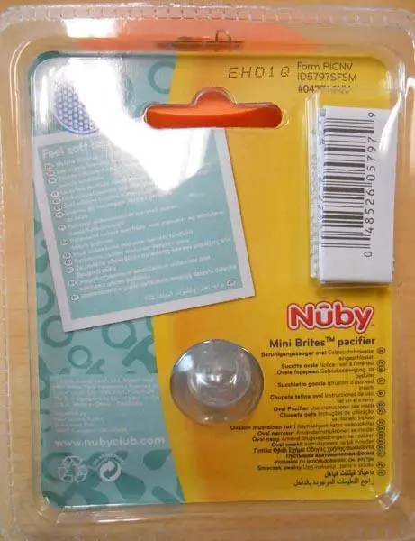 Foto aus der offiziellen Meldung: Nuby Mini Brites pacifier Sonstiges — Risiko: Ersticken