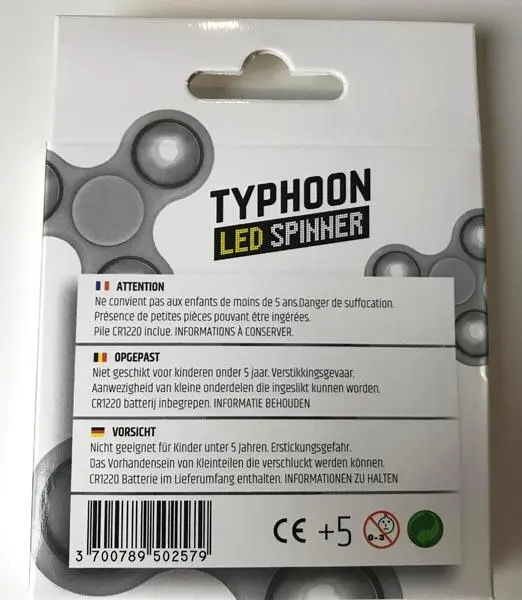 Photo de l’avis officiel: LEDWOOD Typhoon LED Spinner Fidget spinner — risque: Blessures