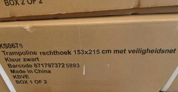 Photo from the official notice: Thys Toys Trampoline rechthoek 153 x 215cm ('Rectangular trampoline 153 x 215cm') — injuries risk