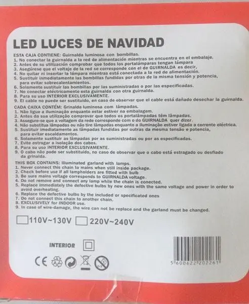 Photo de l’avis officiel: MEIXING LED LUCES DE NAVIDAD Chaîne d’éclairage — risque: Choc électrique