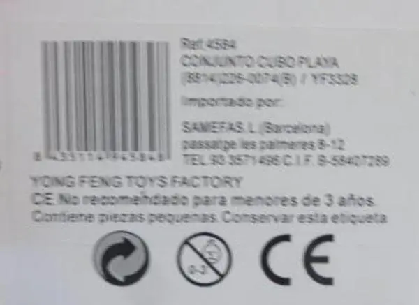 Foto do aviso oficial: YF - Yong Feng Funny Toys Conjunto de brinquedos de praia — risco: Engasgamento