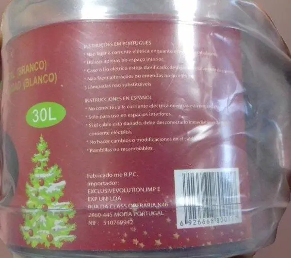 Photo de l’avis officiel: Luz Europa Luces Decorativas de Navidad Chaîne d’éclairage — risque: Choc électrique