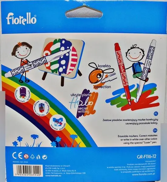 Photo de l’avis officiel: Fiorello Erasable Color Markers Stylos en feutre — risque: Risque chimique