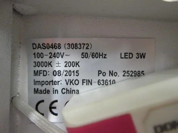 Foto do aviso oficial: LED Valaisin Luz de parede — risco: Choque elétrico