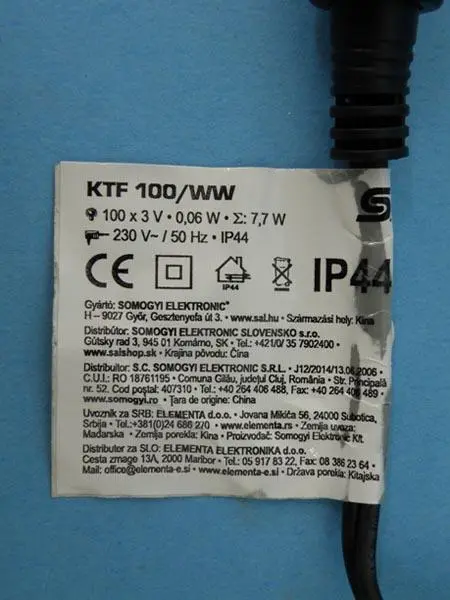 Photo from the official notice: Somogyi Elektronic CONNECTABLE CHRISTMAS LIGHTS SET lighting chain — electric shock risk