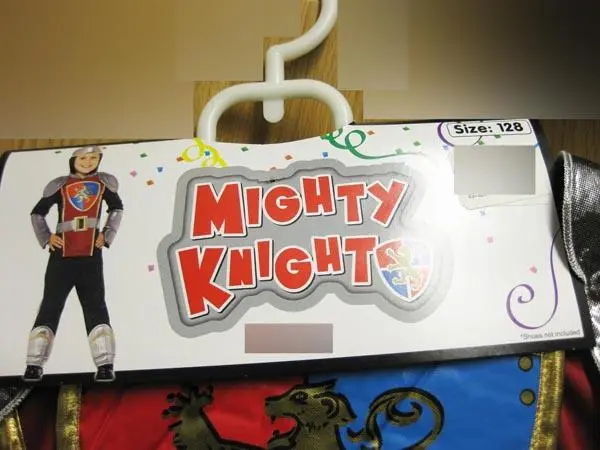 Photo de l’avis officiel: Mighty Knight Costume de fantaisie — risque: Brûlures & Blessures