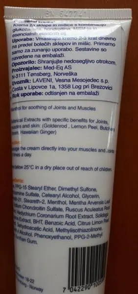 Foto do aviso oficial: Revmatol / Med-Eq Joints and Muscles Cream Produto de cuidados com a pele — risco: Químico (A12/1549/17)