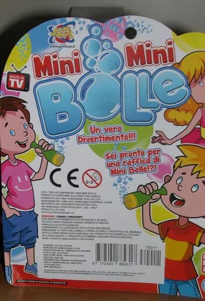 Photo from the official notice: Giav Toys MINI MINI BOLLE soap bubble toy — microbiological risk