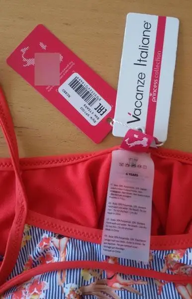 Photo de l’avis officiel: Vacanze Italiane Princess collection Maillot de bain pour filles — risque: Blessures