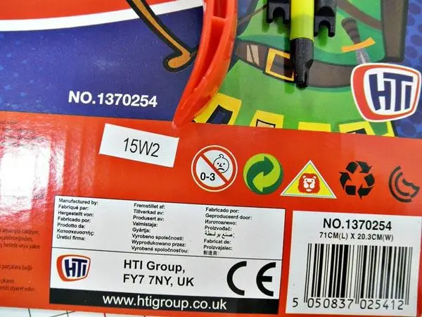 Foto do aviso oficial: HTI Hot Shots Arco e seta set — risco: Engasgamento