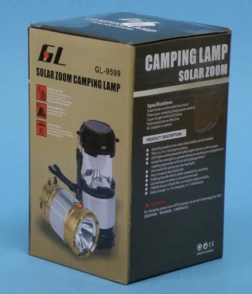 Foto dell’avviso ufficiale: GL SOLAR ZOOM CAMPING LAMP Lampada a LED portatile — rischio: Scossa elettrica & Incendio