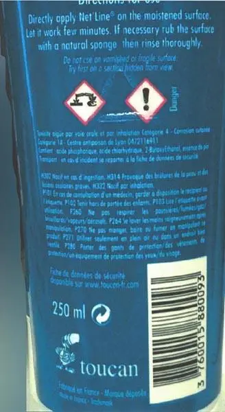 Photo de l’avis officiel: TOUCAN Net'Line Gel nettoyant pour la ligne d’eau — risque: Risque chimique
