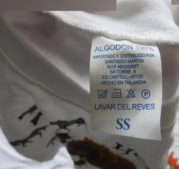 Photo from the official notice: Santiago Martín t-shirt with plush decorative features — choking risk
