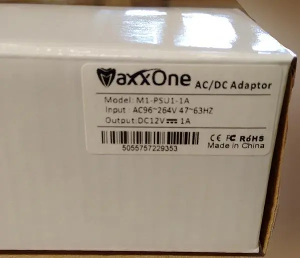 Photo de l’avis officiel: MaxxOne AC/DC Adaptor Alimentation électrique — risque: Choc électrique & Incendie