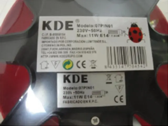 Photo de l’avis officiel: Kde Lampe de table électrique — risque: Choc électrique & Incendie