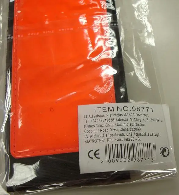 Photo from the official notice: Visibility accessory — injuries risk