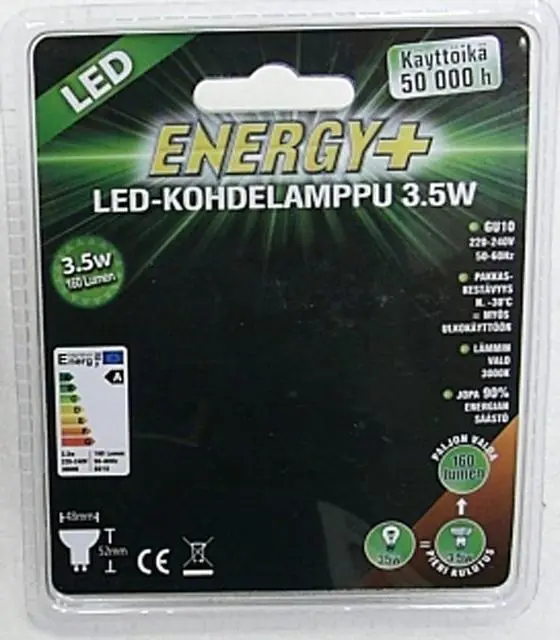Foto do aviso oficial: Energy+ Lâmpada LED (GU10) — risco: Choque elétrico