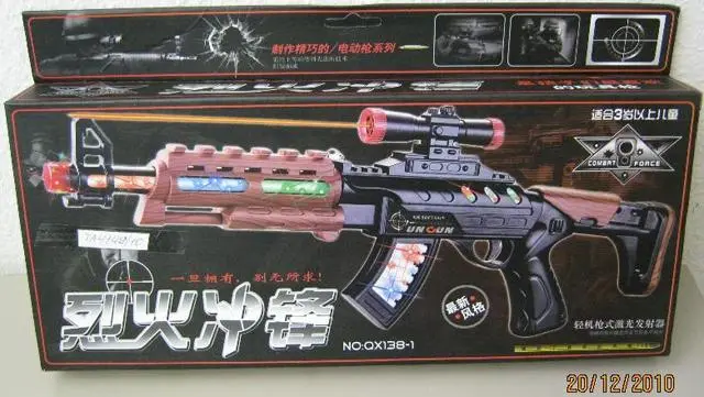 Foto uit de officiële melding: Combat Force Speelgoed laserpistool  &amp; # #13; — risico: Aantasting van het gezichtsvermogen