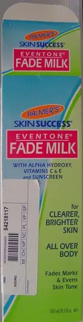 Foto do aviso oficial: Palmer Creme de clareamento da pele  1)Palmer’s Skin Success E — risco: Químico