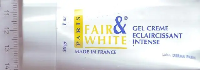 Foto aus der offiziellen Meldung: Fair &amp; White Hautaufhellungsprodukt "Gel Crème Eclaircissant i — Risiko: Chemikalie