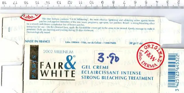 Foto aus der offiziellen Meldung: Fair &amp; White Hautaufhellungsprodukt "Gel Crème Eclaircissant i — Risiko: Chemikalie