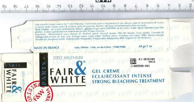 Foto aus der offiziellen Meldung: Fair &amp; White Hautaufhellungsprodukt "Gel Crème Eclaircissant i — Risiko: Chemikalie