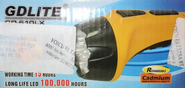 Photo de l’avis officiel: Gdlite Torche rechargeable — risque: Choc électrique & Incendie (0810/11)