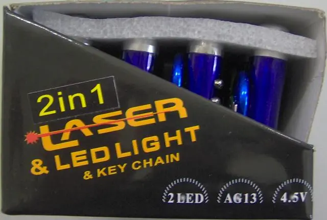 Photo from the official notice: Kaliqi laser pointer key-ring — damage to sight risk