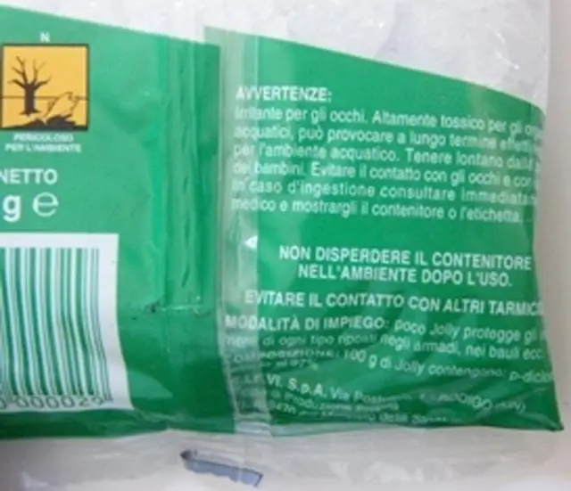 Foto do aviso oficial: Relevi Bolas de traça «Jolly» — risco: Químico