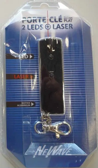 Photo from the official notice: NEWAVE laser pointer "porte-clé" — damage to sight risk