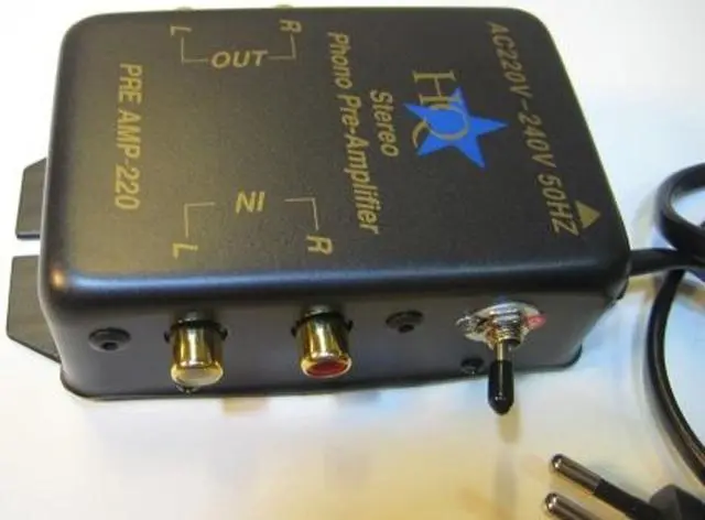 Photo from the official notice: HQ stereo phono pre-amplifier "phono pre-amplifier fo — electric shock risk