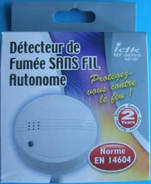 Foto dell’avviso ufficiale: IDK Allarme fumo "Détecteur de Fumée Sans Fil Autonome" — rischio: Incendio