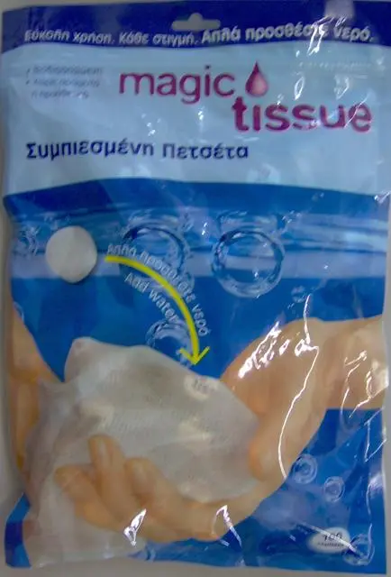 Foto do aviso oficial: MAGIC TISSUE Toalhetes molhados «Toalhetes molhados comprimidos» — risco: Engasgamento & Sufocamento
