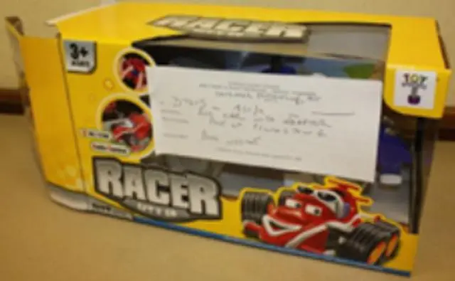 Photo de l’avis officiel: Voiture télécommandée «Lets go racer» — risque: Choc électrique & Incendie