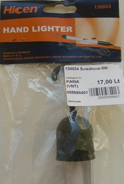 Foto do aviso oficial: Hicen Lâmpada «Hand Lighter» — risco: Choque elétrico